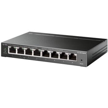 TP-LINK Easy Smart Switch, 4x1G PoE+, 4x1G RJ45, 64W PoE Budget, Desktop, Fanless, Ext PSU (TL-SG108PE)