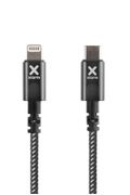 XTORM Lightning kabel, USB-C: Han - Lightning: Han, , 1,0m, sort, nylon