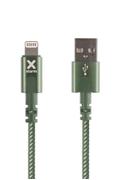 XTORM Lightning kabel, USB-A: Han - Lightning: Han, , 1,0m grøn, nylon