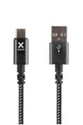 XTORM USB-C kabel, USB-C: Han - USB-A: Han, 1,0m,, sort, nylon