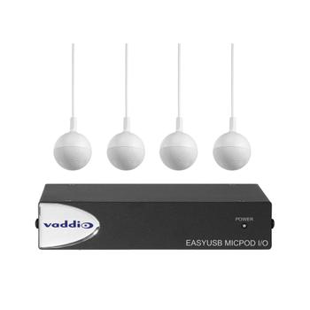VADDIO EasyUSB MicPOD I/O | with 4x CeilingMICs | Condensor | Omnidirectional | Ceiling | White (999-88100-001)