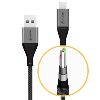 ALOGIC Ultra USB-A till USB-C kabel 3A/ 480Mbps - Rymdgrå (ULCA2030-SGR)