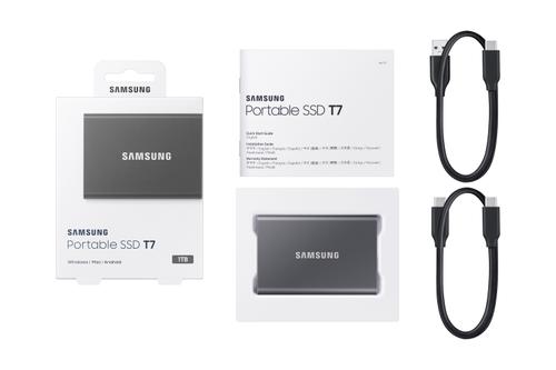 SAMSUNG SSD   1TB Samsung Portable SSD T7 USB3.2 Gen.2 Titan Grey (MU-PC1T0T/WW)