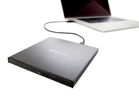VERBATIM External Slimline CD/DVD Writer with USB-C Connection (43886)