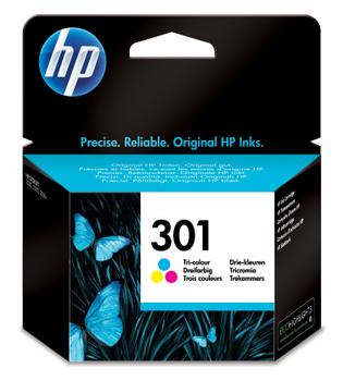 HP 301 - 3 ml - colour (cyan, magenta, yellow) - original - blister - ink cartridge - for Deskjet 1000, 1010, 1050 J410, 1050A J410, 1051A J410, 1055 J410, 1056 J410, 1510, 1512 (CH562EE#301)