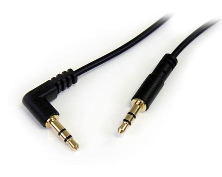 StarTech 3 ft. (0.9 m) 3.5mm Audio Cable - 3.5mm Slim Audio Cable - Right Angle - Male/Male - Aux Cable (MU3MMSRA) - lydkabel - 91 cm (MU3MMSRA)