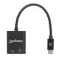 MANHATTAN USB-C Audio Adapter, USB-C Male to USB-C Audio and USB-C Power Delivery Females, Black (153348)