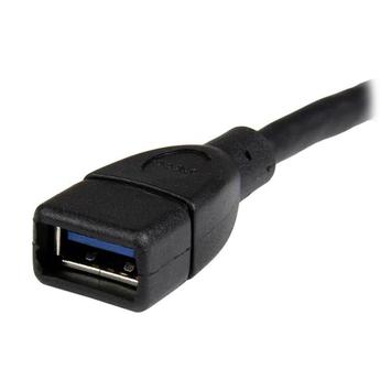 StarTech 6in Black USB 3.0 Extension Adapter Cable A to A - M/F - USB-forlengelseskabel - 15.2 cm (USB3EXT6INBK)