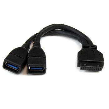 STARTECH INTERNAL 20PIN HEADER TO 2X USB 3.0 A FEMALE ADAPTER CABLE - F/F CABL (USB3SMBADAP6)