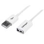 STARTECH 2M USB MALE TO FEMALE CABLE - WHITE USB 2.0 EXTENSION CORD CABL (USBEXTPAA2MW)