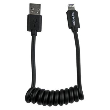 STARTECH 0.3M COILED LIGHTNING TO USB CABLE - CHARGE AND SYNC 30CM CABL (USBCLT30CMB)