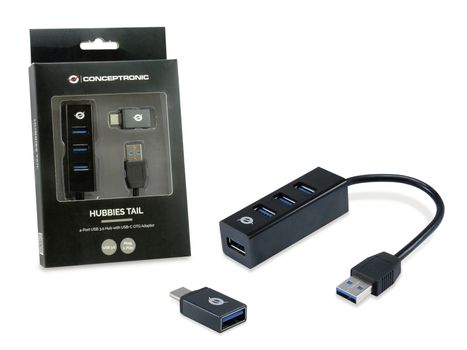 CONCEPTRONIC USB-Hub 4Port USB3.0 -> USB 3.0 +USB-C Adapter (HUBBIES04B)