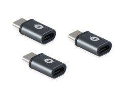 CONCEPTRONIC DONN05G USB-C to Micro USB OTG Adapter 3-Pack [USB 2.0 Type-C & Micro, Male/Female, Bl]