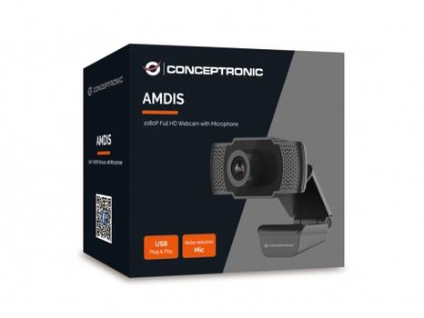 CONCEPTRONIC Webbkamera Amdis 1080P HD Mikrofon (AMDIS01B)