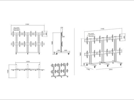 MULTIBRACKETS M Public Video Wall Stand 6-Screens 40-5 (7350022739727)