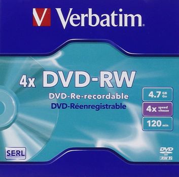 VERBATIM DVD-RW/ 4.7GB 4x AdvAZO JewelCase 5pk (43285)