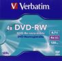 VERBATIM DVD-RW Media 4X Data Jewelcase 4.7GB SERL 5 Pack Retail