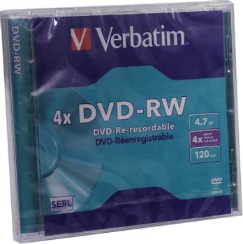 VERBATIM DVD-RW/ 4.7GB 4x AdvAZO JewelCase 5pk (43285)