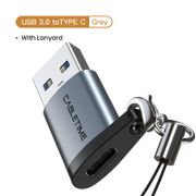 CABLETIME Premium USB-A: Han - USB-C: hun, USB 3.0, adapter, m. snor (CT-OTG-AMCF-ABL)