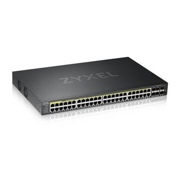 ZYXEL GS2220-50EU region 48-port GbE L2 PoE Switch with GbE Uplink 1 year NCC Pro pack license bundled (GS2220-50HP-EU0101F)
