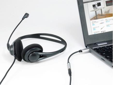 EQUIP 133474, Sort, Sølv, USB-C, 3,5 mm, 0,15 m, Hanstik, Hunstik (133474)