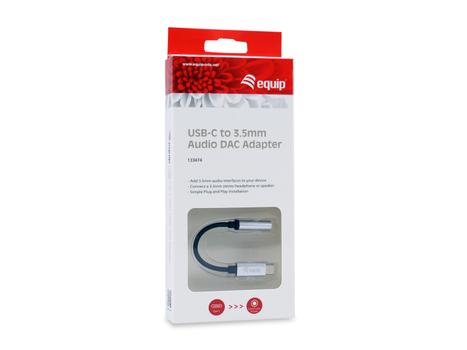 EQUIP 133474, Sort, Sølv, USB-C, 3,5 mm, 0,15 m, Hanstik, Hunstik (133474)