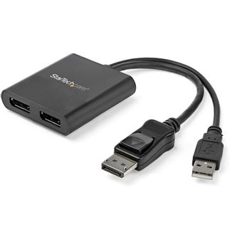 StarTech 2-Port Multi Monitor Adapter, DisplayPort 1.2 MST Hub, Dual 4K 30Hz or 1080p, USB Bus Powered, Video Splitter for Extended Desktop Mode on Windows Only, DP to 2x DP MST Hub - Multi Stream Transport (M (MSTDP122DP)