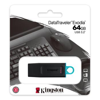 KINGSTON 64GB USB3.2 Gen 1 DataTraveler Exodia Black + Teal (P) (DTX/64GBCL)