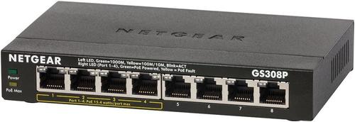 NETGEAR Switch GS308P-100PES 8PT with 4 PoE GE Unmanaged Switch_ Metal_ LP_ (GS308P-100PES)