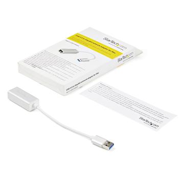 STARTECH StarTech.com USB 3.0 auf Gigabit Netzwerkadapter - Silber - Schlankes Aluminium Design für MacBook, Chromebook oder Tablet - Netzwerkadapter - USB 3.0 - Gigabit Ethernet x 1 - Silber (USB31000SA)