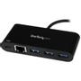 STARTECH USB-C till RJ45 Nätverkskort Gigabit svart med 3-portars USB 3.0 hub med 60W laddning PC/Mac (US1GC303APD)