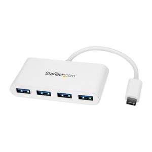 STARTECH 4-Port USB-C Hub - USB-C to 4x USB-A - USB 3.0 Hub - Bus Powered - White	 (HB30C4ABW)