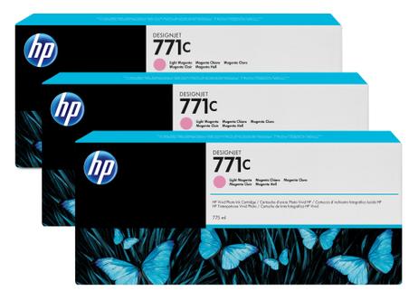 HP 771C - 3-pack - lys magenta - original - blekkpatron (B6Y35A)