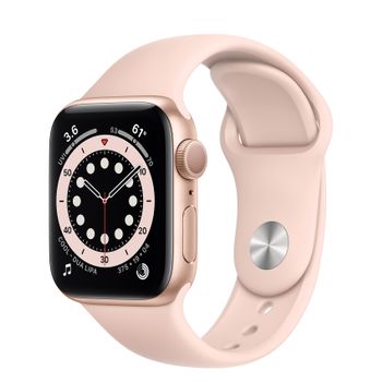 APPLE Watch Series 6 GPS, 40mm Gold Aluminium Case with Pink Sand Sport Band (MG123KS/A)