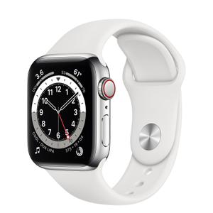 APPLE Watch Series 6 40mm 4G silver/ vit Silver Stainless Steel Case White Sport Band - Regular (M06T3DH/A)