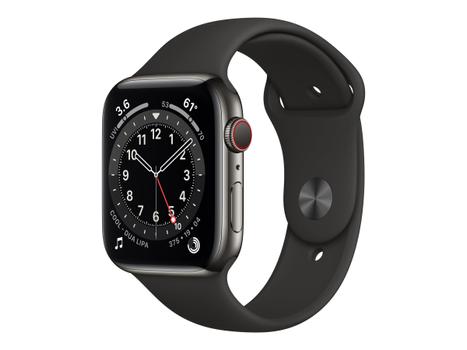 APPLE Watch Series 6 GPS + Cellular, 40mm Graphite Stainless Steel Case with Black Sport Band (M06X3KS/A)