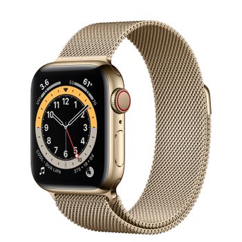 APPLE Watch Series 6 40mm 4G guld/guld Gold Stainless Steel Case med Gold Milanese Loop (M06W3DH/A)