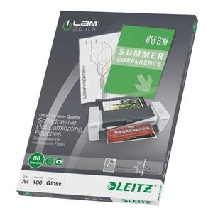 LEITZ Lamination pouch self adhesive A4 80 mic. Box of 100 (33872)