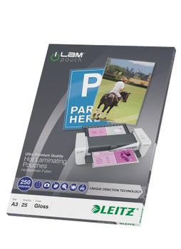 LEITZ iLAM Premium Lamineerhoezen A3 Glanzend 250 micron (2 x 250) Transparant 25 Stuks (74910000)