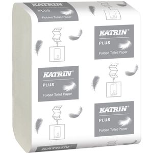 KATRIN Toiletpapir i ark, Katrin Plus, 2-lags, 23x10, 3cm,  hvid, 100% nyfiber (17008805*10000)