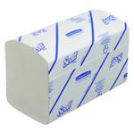 Håndklædeark,  Kimberly-Clark Scott, 1-lags, V-fold, 21x20cm, 10,5 cm, hvid, 100% genbrugspapir