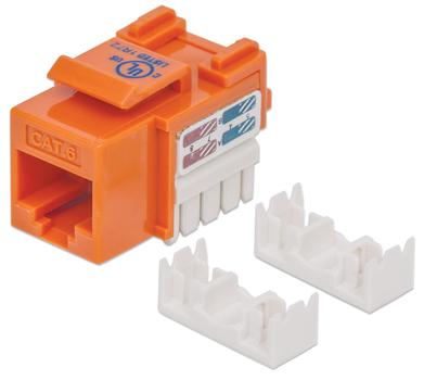 INTELLINET Cat6 Keystone Jack, UTP, Orange, Punch-down (210775)