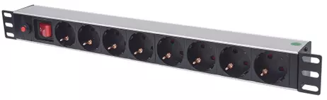 INTELLINET Power strip rack 19'' 1U 250V/16A 8x Schuko 3m On/Off switch (713986)