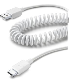 CELLULAR LINE COILED DATA CABLE USB-C WHITE (USBDATACOIUSBCW)