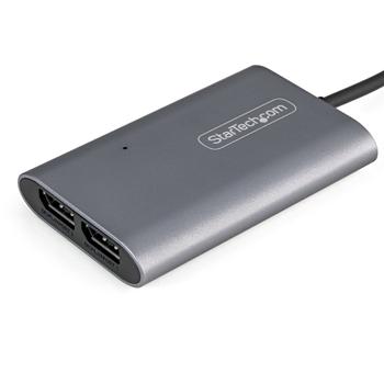 StarTech Thunderbolt 3 to Dual DisplayPort Adapter DP 1.4, Dual 4K 60Hz or Single 8K/5K Thunderbolt 3 to DP Adapter, TB3 to 2x DisplayPort Monitor Video Display Adapter, Mac/ Windows - TB3 to DP 1.4 Adapter - U (TB32DP14)