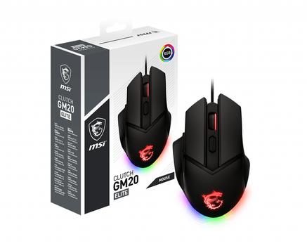 MSI Clutch GM20 ELITE Right handed Optical GAMING Mouse Max DPI 6400 Adjustable Weight system RGB lighting with the ability (CLUTCH GM20 ELITE)