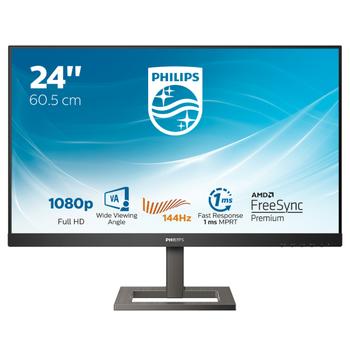 PHILIPS E-line 242E1GAEZ - LED monitor - 24" (23.8" viewable) - 1920 x 1080 Full HD (1080p) @ 144 Hz - VA - 350 cd/m² - 3500:1 - 1 ms - HDMI, DisplayPort - speakers - black/ dark chrome textured (242E1GAEZ/00)