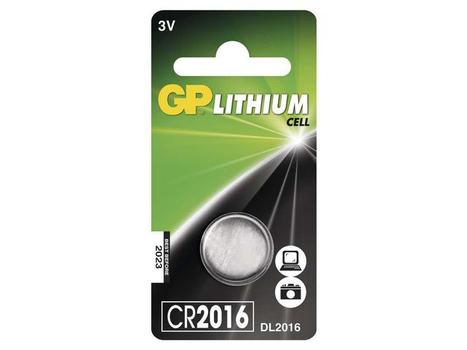 GP Lithium Cell Battery CR2016, 3V, 1-pack (2182)