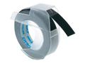 DYMO Prægetape DYMO 3-D hvid på sort 9mmx3m 