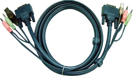 ATEN KVM kabel DVI-D (DL) + USB, 1,8 m USB, DVI, Minijack - USB, DVI, Minijack (2L7D02UD)